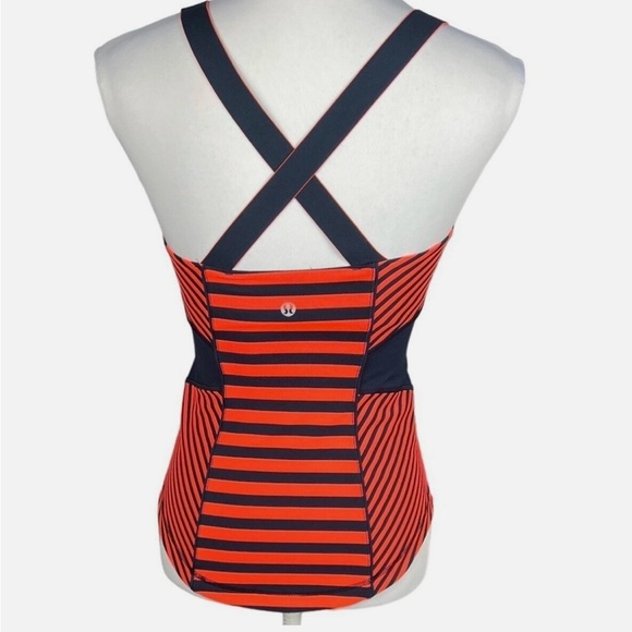 Lululemon Work It Out Tank Top Size 8 Orange Navy Athleisure Athletic Workout - Picture 2 of 11